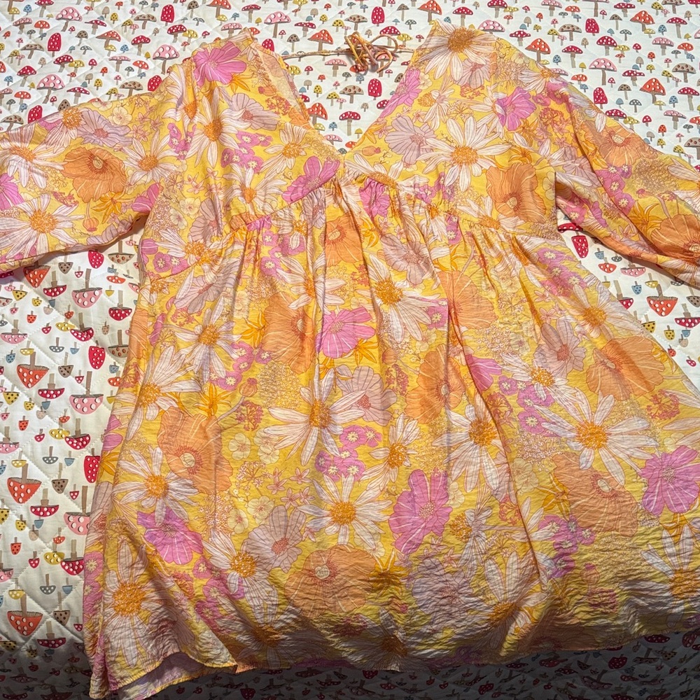 H&M floral balloon sleeve short dress! Summer chic size xl women’s